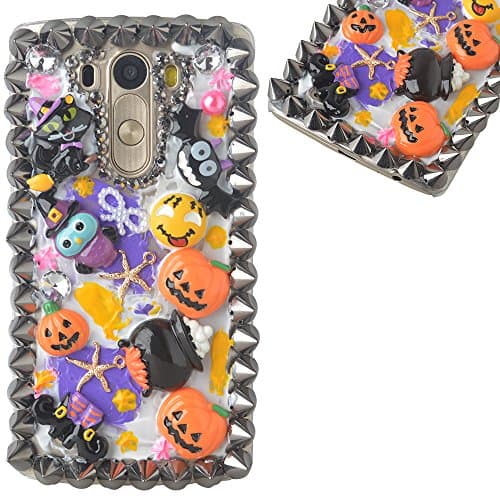 Halloween Theme Phone Case for LG Stylus 2 Plus,Yaheeda 3D Handmade Rivets Pumpkin Demon Cartoon Design Clear Cellphone Cover