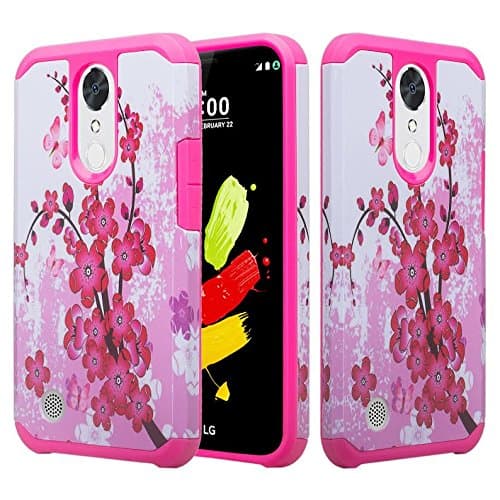LG K20v Case, LG K20 Plus Case, LG Harmony Case, LG V5 Case, LG Grace Case, LG K10 2017 [Include Temper Glass Screen Protector] Drop Protection Hybrid Silicone Protective Case Cover - (Cherry Blossom)