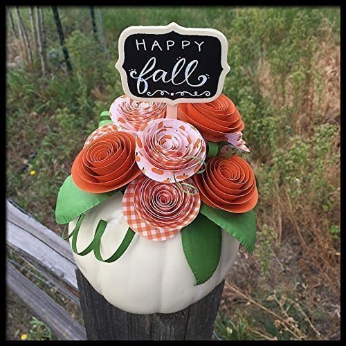 Fall Pumpkin Paper Flower Arrangement, Autumn Decor