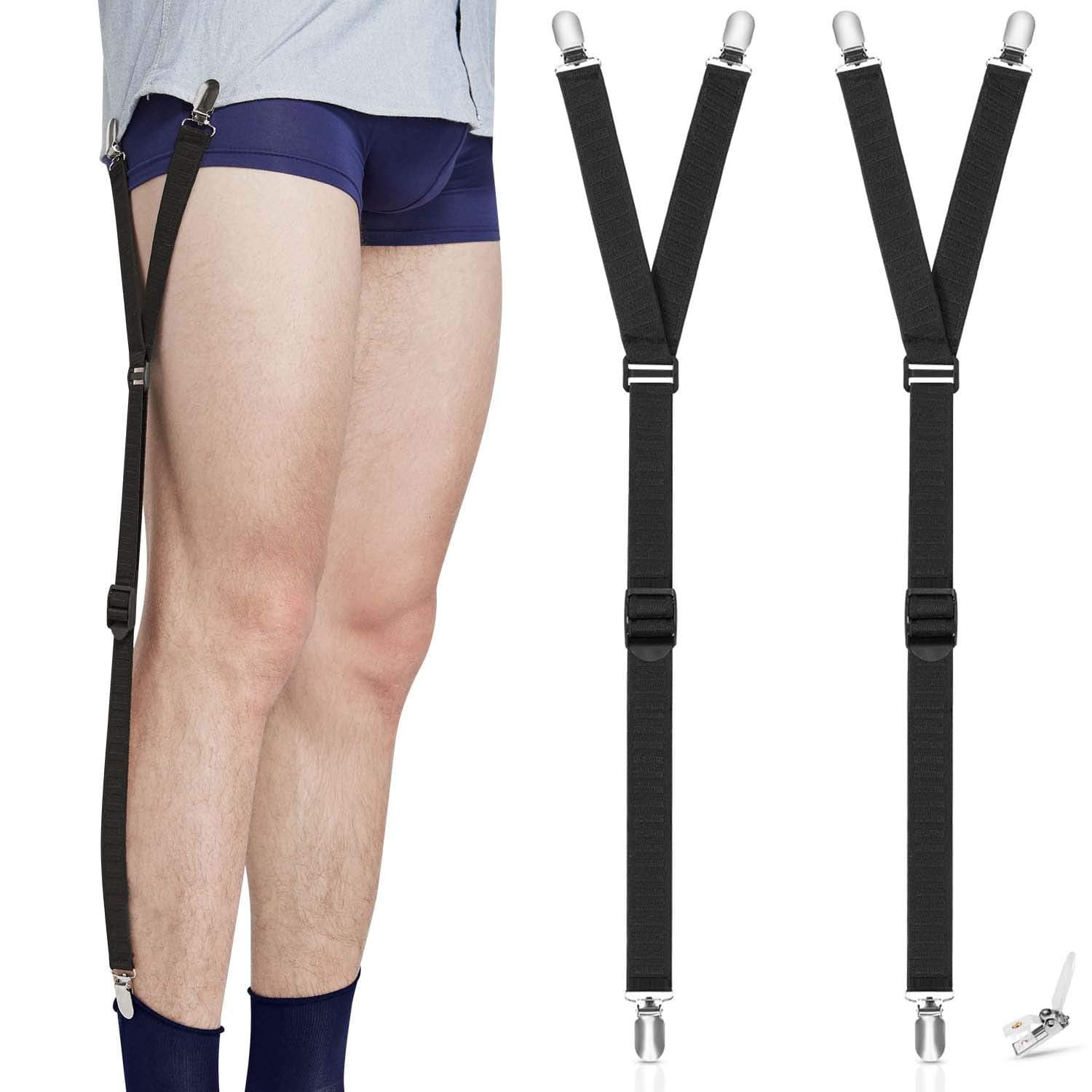 Shirt Stays Adjustable Soft and Smooth Elastic with Non Slip Clips Perfect Sock Garters for Military or Professional