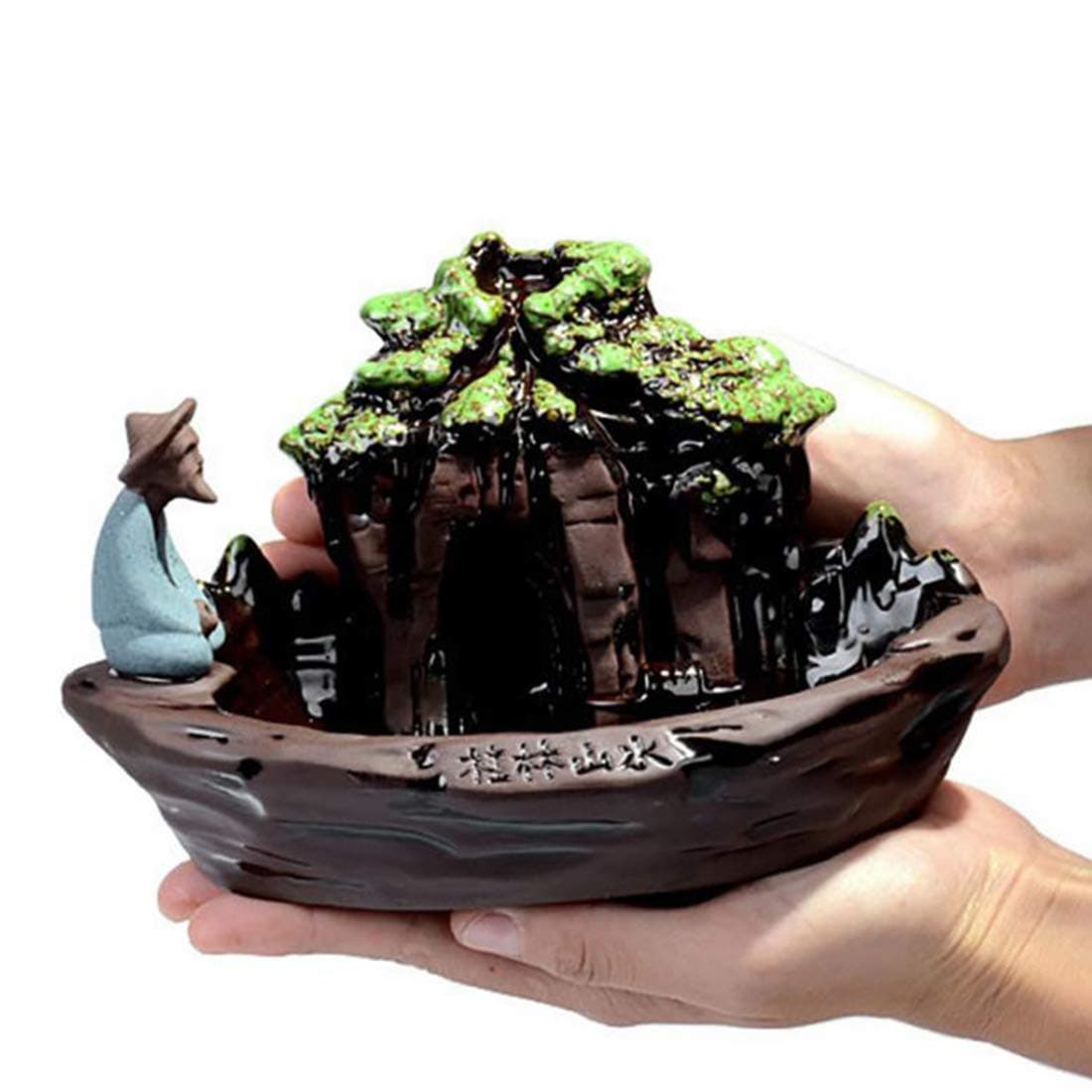 LYUS Ceramic Incense Holder Backflow Incense Burner Censer for Home Decoration (Guilin Scenery)