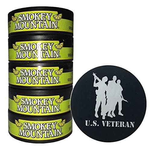 Smokey Mountain Herbal Chew or Snuff - 5 Cans - Includes DC Skin Can Cover (Citrus) (Veteran Skin)