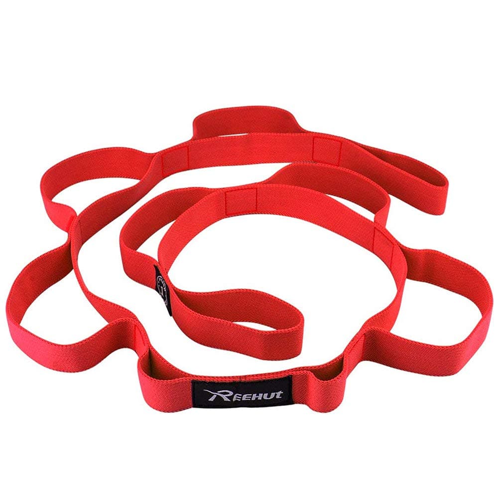 REEHUT Yoga Strap Stretch Straps - Exercise Elastic Stretching Strap for Athletic Trainers, Physical Therapists with 10 Loops, Ebook, Carrying Bag