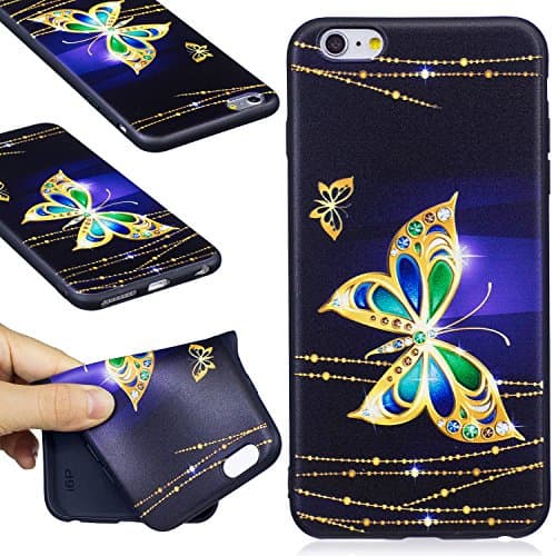 iPhone 6 Plus / 6S Plus Case, FIREFISH Soft Touch Slim-Fit Flexible TPU Case Embossed Printing Shock Absorption Bumper [No Slip] Back Cover for Apple iPhone 6 Plus / 6S Plus 5.5" -Butterfly-A