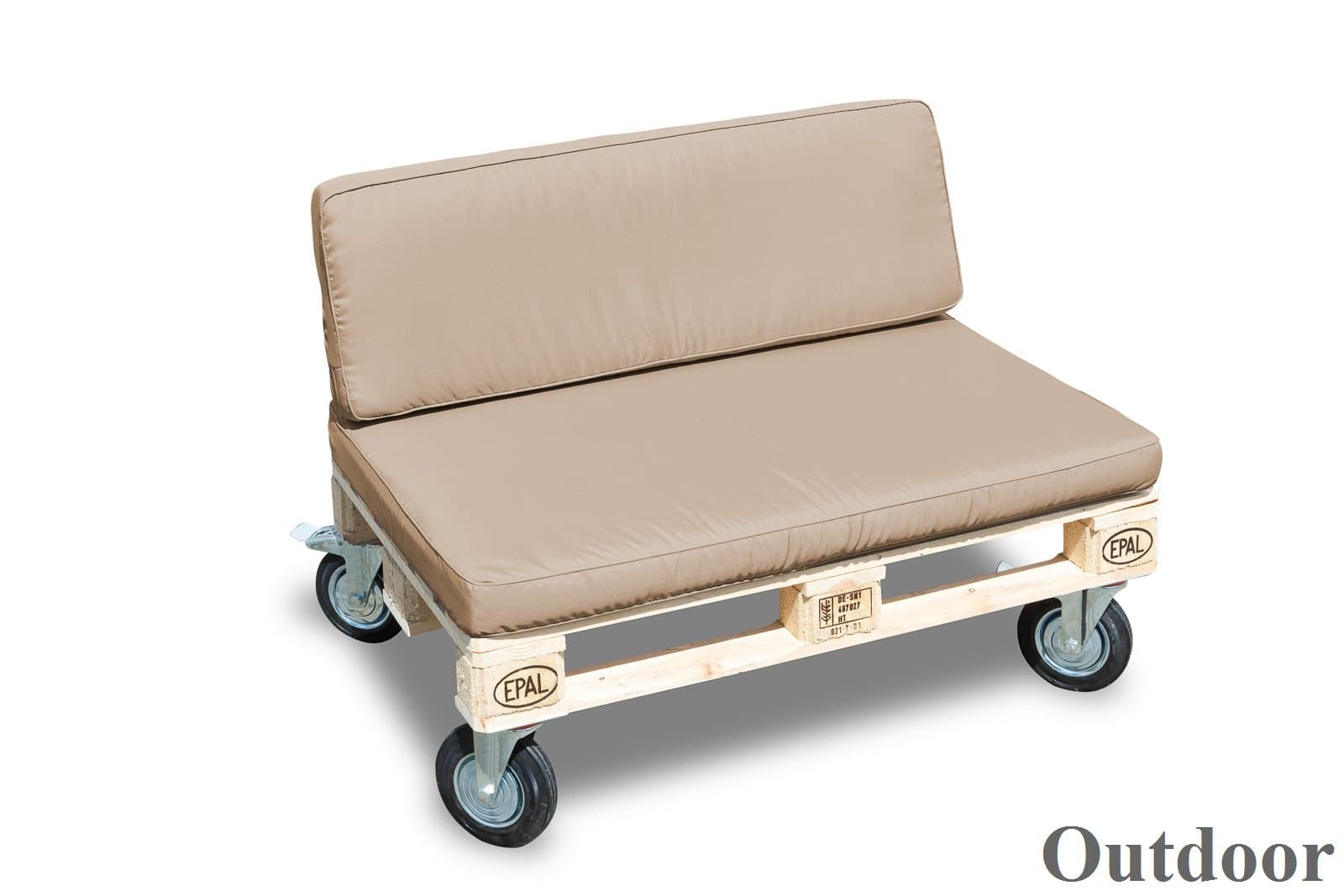 Pallet outdoor back seat with cushion