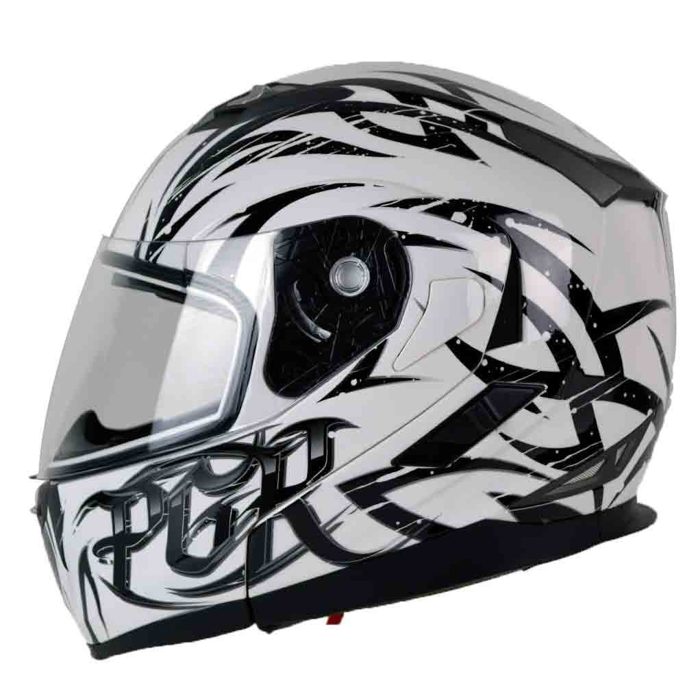 PGR F99 Hunter Modular Flip Up Dual Visor Full Face with Sun Shield DOT APPROVED Motorcycle Touring MAX Helmet