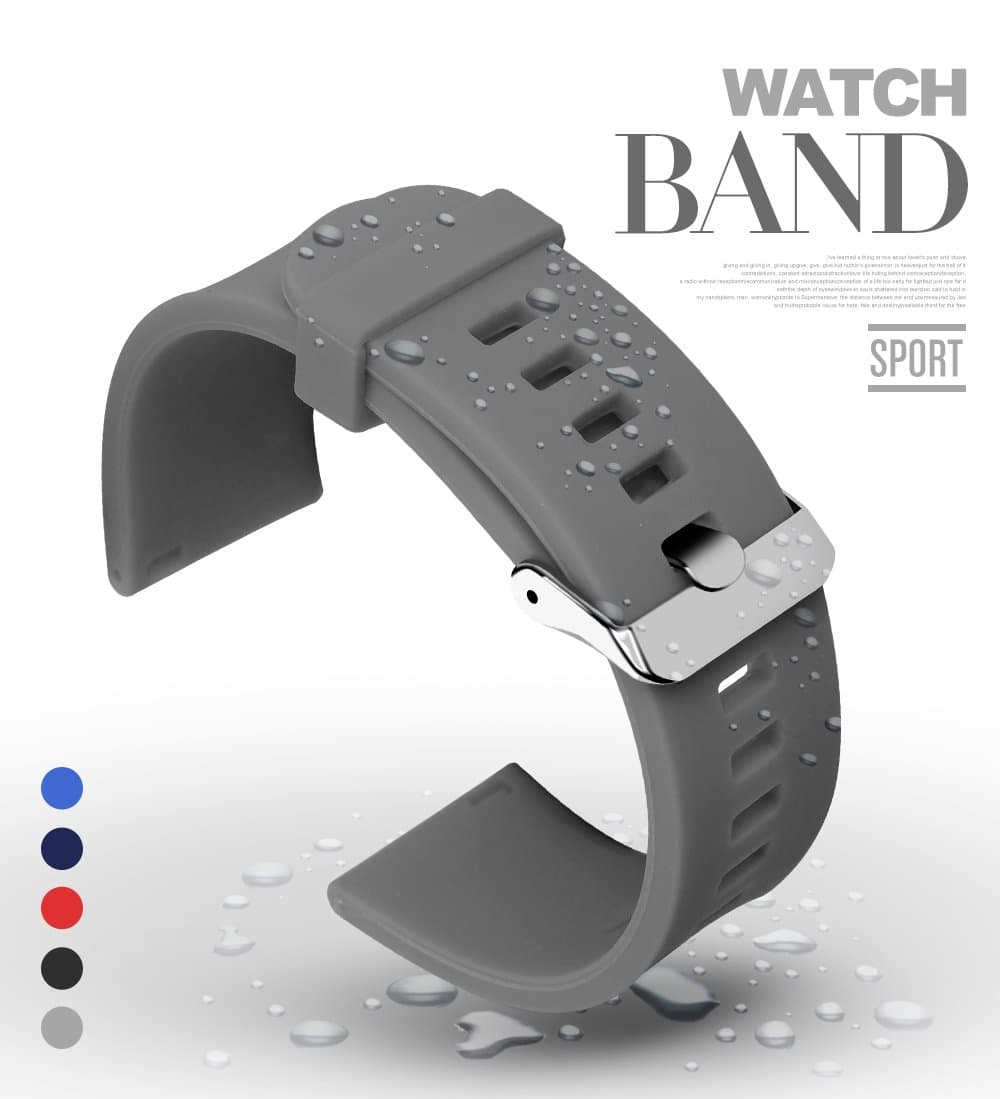 FORID Silicone Watch Band,Quick Release Band Soft Rubber Watch Strap Choose Color & Width (16mm, 18mm, 20mm or 22mm) (Grey, 22mm)