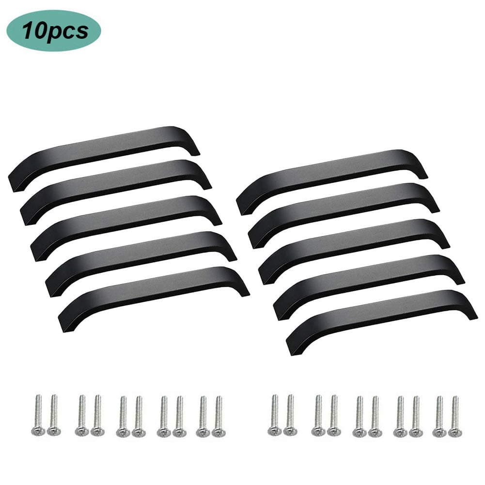 Youkap 10pcs Cabinet Door Handle, Cabinet Bow Pull for Cupboard Drawer Wardrobe of Kitchen Bedroom Furniture, Hole Centres: 160mm/6.29", Aluminum Alloy，Black