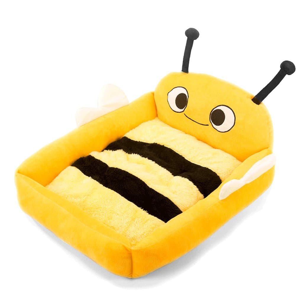 LM921 Cute Bee Fleece Pet Bed - Super Soft And Durable Hotbed Cats And Dogs - Machine Wash Mattress, All-season Small And Medium-sized Kennel, Washable Collapsible Pet Nest, Yellow 3 Size (Size : L)