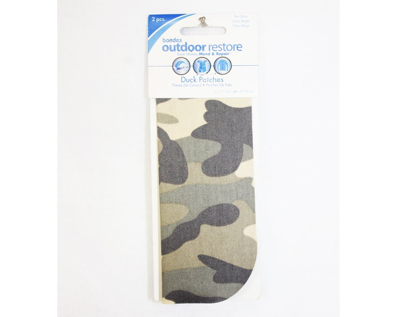 2 pcs pkg Bondex Iron-On 5"x7" Tan Camo Canvas Repair Patches