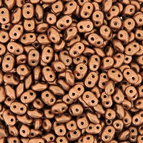 Czech Superduos 2-Hole Crystal Super Duo Seed Beads 5.5x2.5mm Crystal Vintage Copper 24 Grams