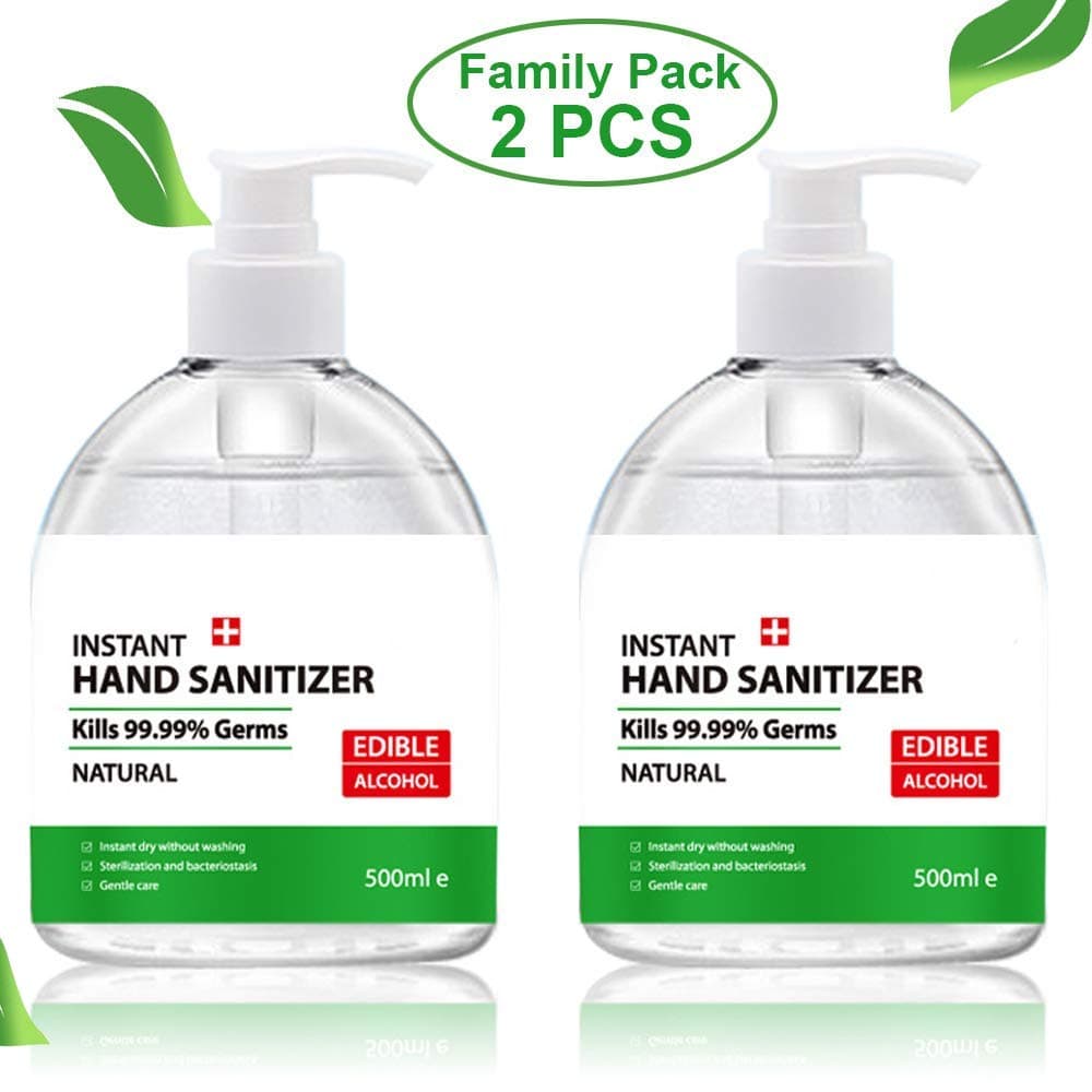 2 Pack 500ML Hand Sanitizer Gel 17 Fl Oz Bulk Soap, Large Size Hand Sanitizer Gel Keep Germ-free for Family Suit