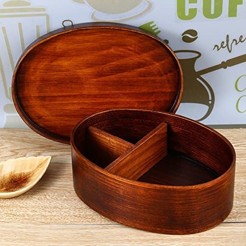 Bento Box Lunch-box With Internal Separator L Wood Bowl Brown Color Eco-friendly And Healthy Removable