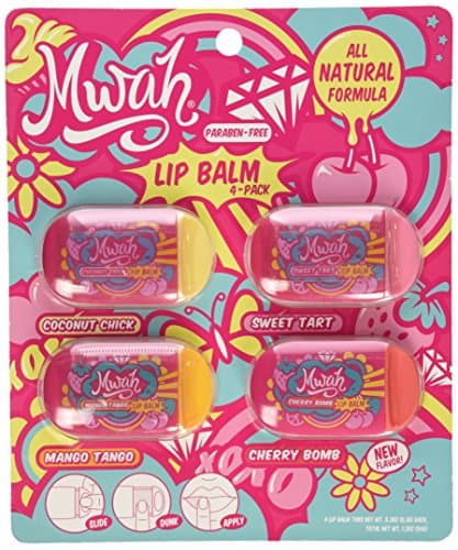 Mwah Perfectly Poutable Slider Lip Balm, Assorted Flavors (Pack of 4)