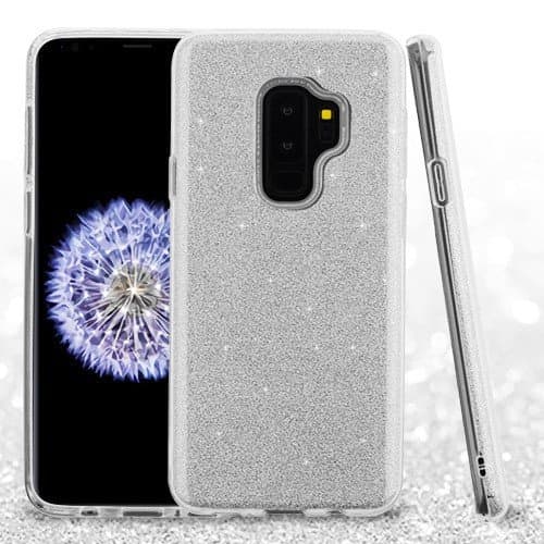 ShopAegis - [GLITTER] [Silver] Full Gradient Design Smooth Designed Frosted PC Hybrid Phone Cover Case for Samsung Galaxy S9 Plus +