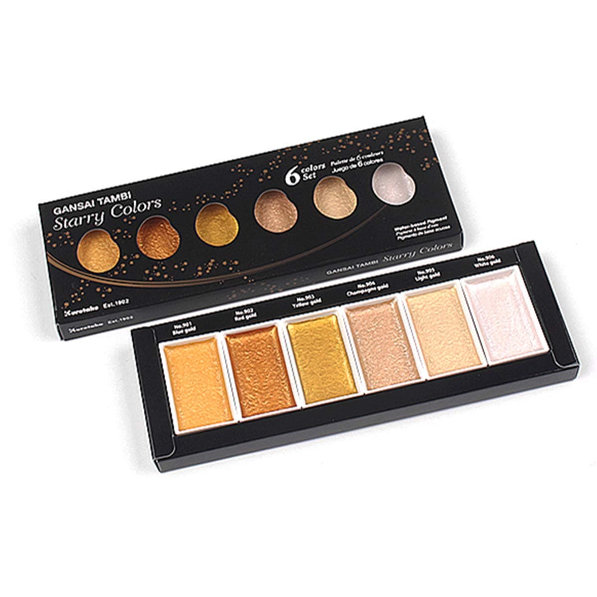 PAR Kuretake GANSAI TAMBI Starry/Pearl/Gem Colors Solid Paints Metallic Gold Watercolor Pigment for Drawing Art Supplies