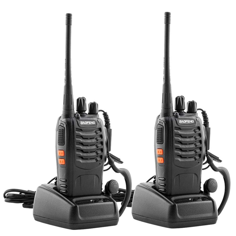 Pleasay 2 Pcs Handheld Walkie Talkies BF-888S Long Range Two Way Radios with Earphone, 5W 16 Channel Handheld Reachargeble BF-888s Walkie Talkie Li-ion Battery and Charger Included