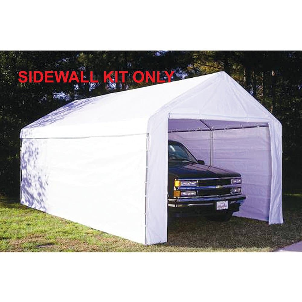 King Canopy 10ft x 20ft Canopy Enclosure Sidewall Kit, 2 Sides w/Windows, 2 Zippered Ends, 50 Ball Bungees, 180 GSM polyethylene, Fits 10ft 8in x 20ft Frames, Frame and Cover not Included, White