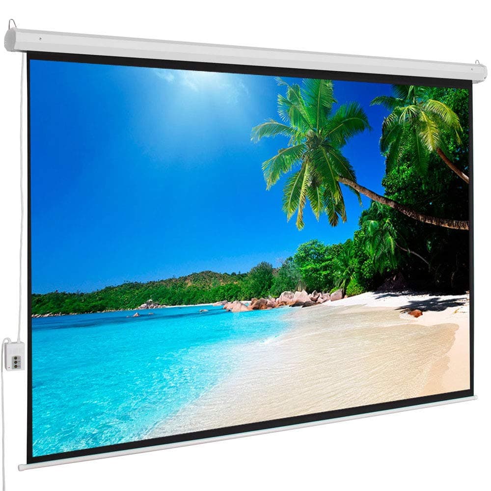 100" 4:3 80" X 60" Viewing Area Motorized Projector Screen with Remote Control Matte White.Ideal for Home Theater Movies, Classroom Training, Conference Room Presentations, Public Display, Etc.