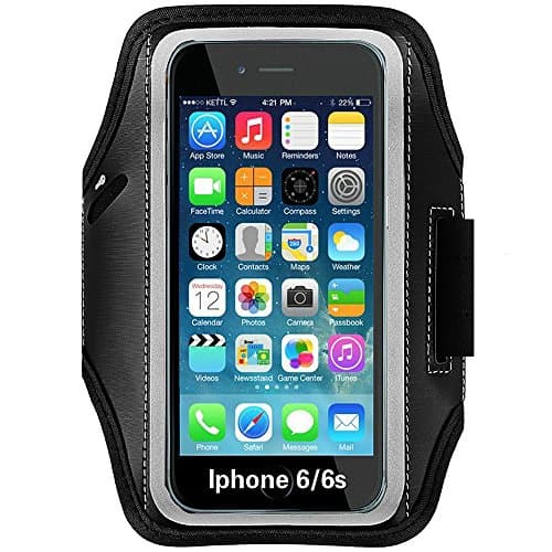 Skylarking Sweat Proof Running &amp; Exercise Armband Case with Key, Credit Card / Money Holder &amp; Reflective Band for iPhone 6 / 6S (4.7-Inch)
