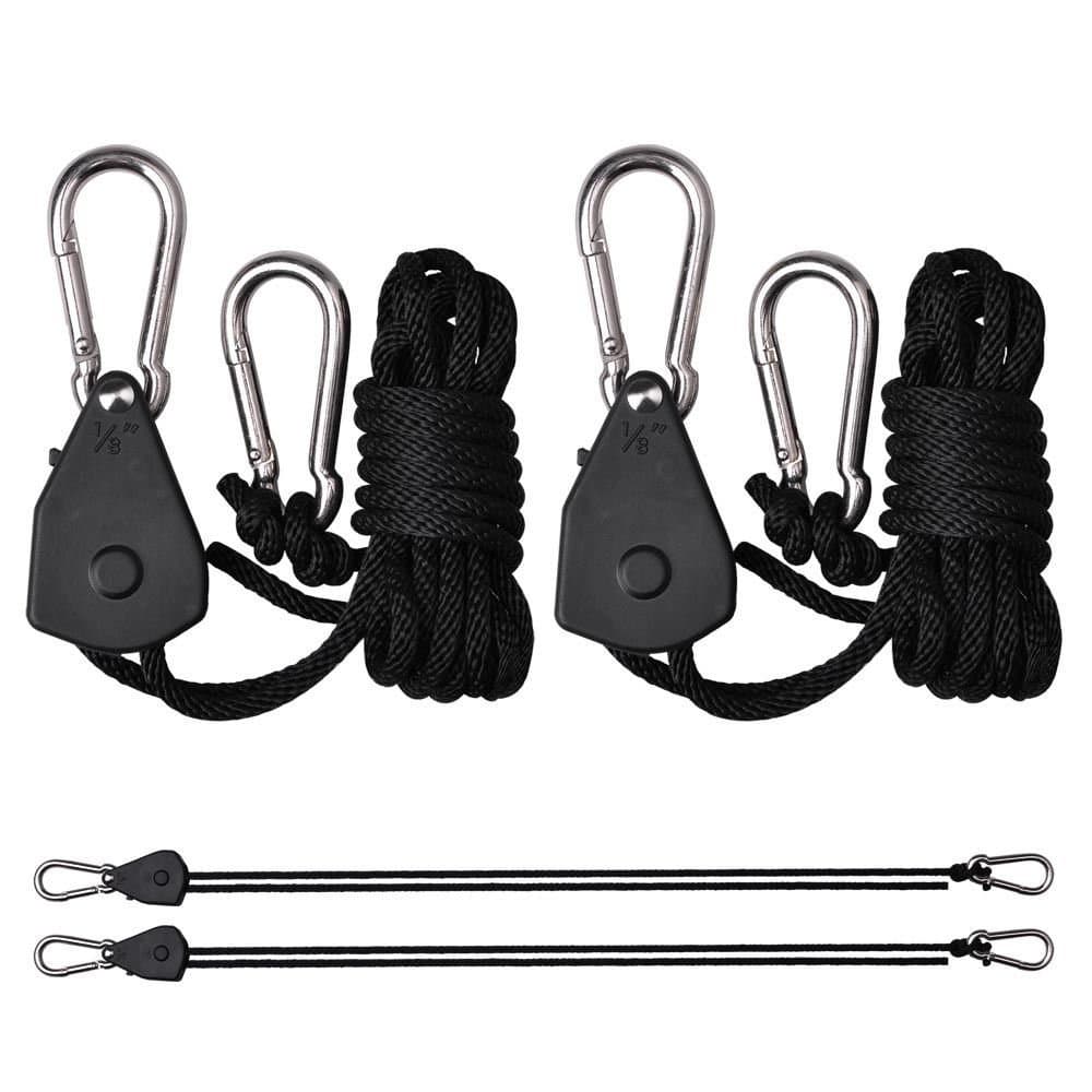 Thunder 1 Pair Rope Clip Hanger- Heavy Duty Adjustable Retractable Ratchet Yoyo Grow Light Pulley System for Fluorescent Light Reflectors and Shop Lights 150 lb Capacity