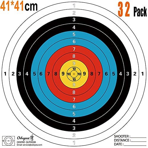 Odepro 32 pack 41cm (16 inch) Archery Paper Targets Arrow Targets Shooting Accessories for Match and Daily Practice Use Outdoor Shooting and Hunting Practice (10 ring)