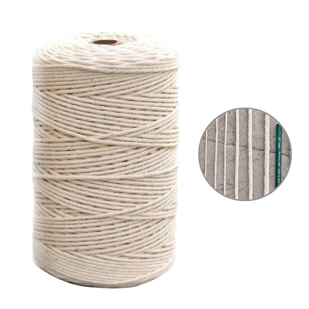 Alious Ciel Premium Macrame Cord Cotton, White Macrame Rope for Wall Hanging DIY Craft Making Wall Plant Hanger Bohemia - 3 MM
