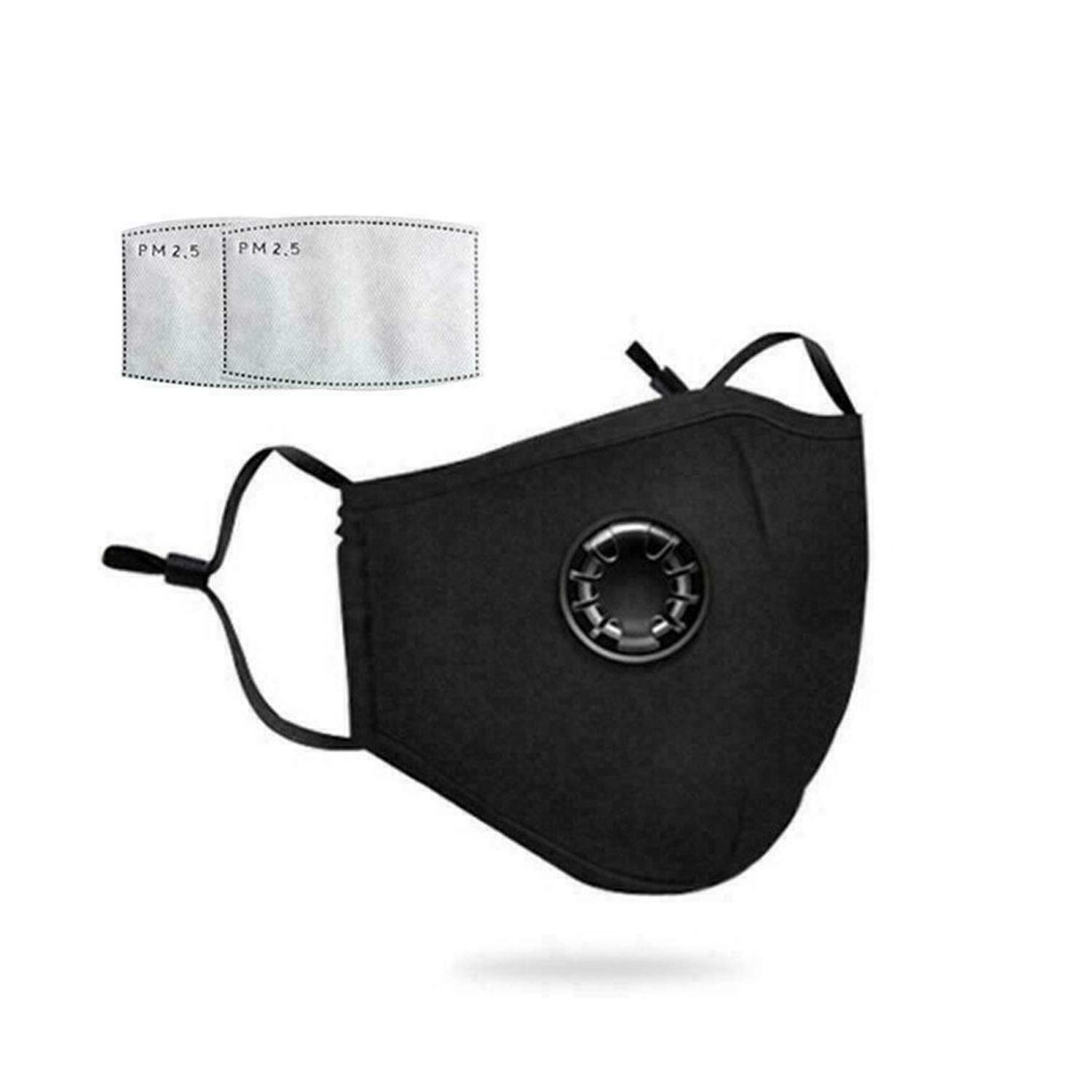 Zooart 1 Pack Air Pollution Face Guard with 2 Air Filter Cotton Sheet Washable Reusable Anti Dust Smoke Face Guard (Black)