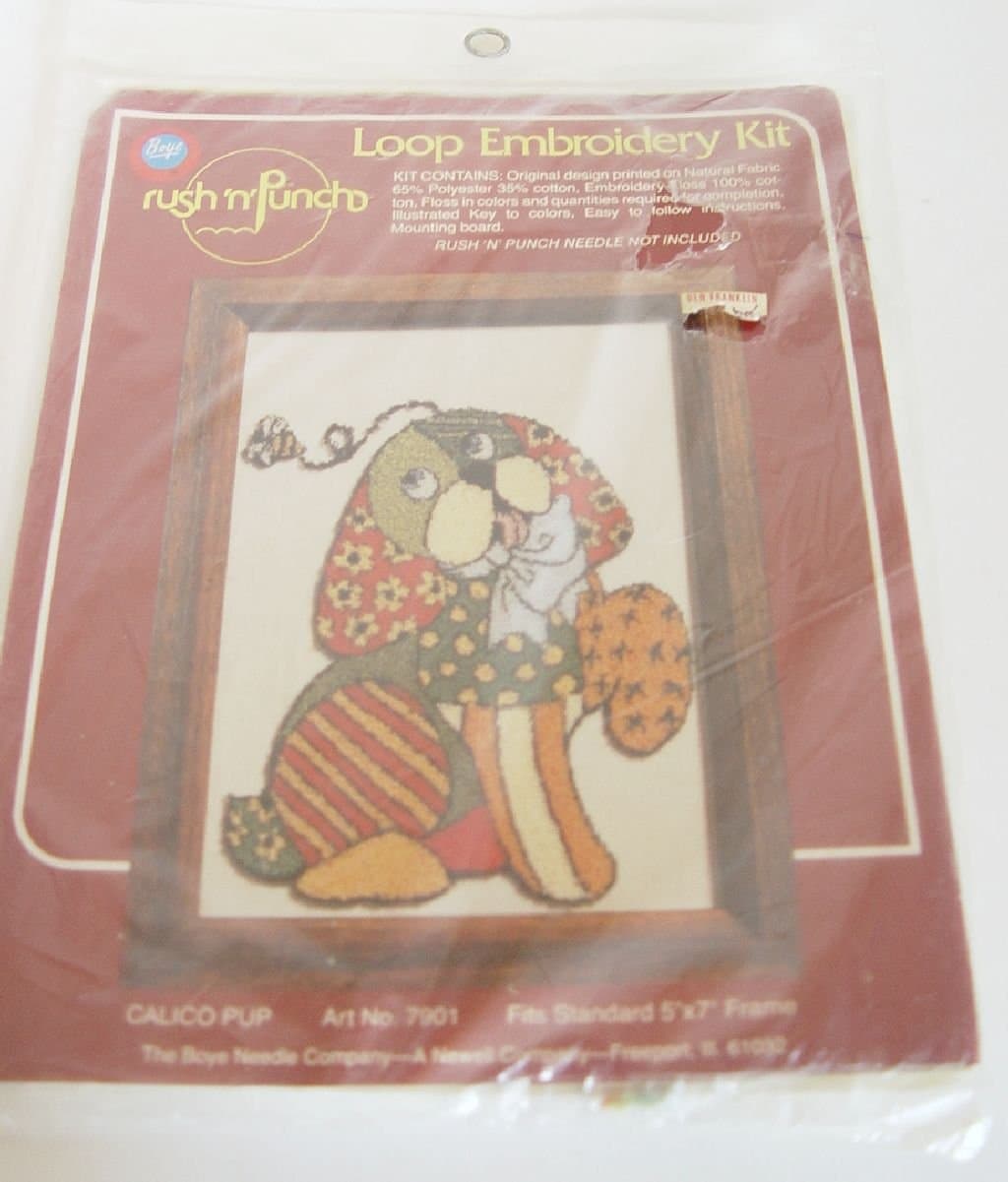 Rush N Punch Loop Embroidery Kit Calico Pup #7901