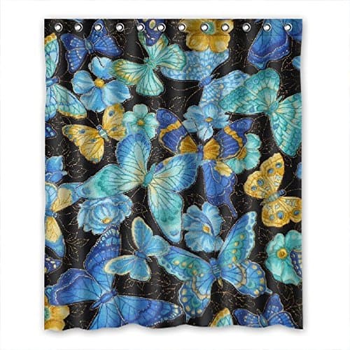 SANMOU Generic Beautiful Butterfly Waterproof Polyester Fabric Bath Shower Curtain 60" x 72"