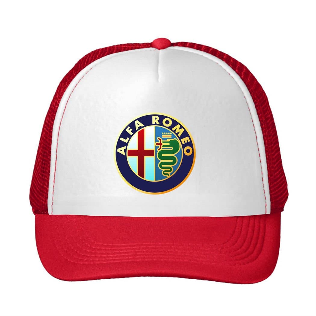IEOUIOZ Adjustable Alfa Romeo Car Logo Mesh Back Trucker Cap Pink