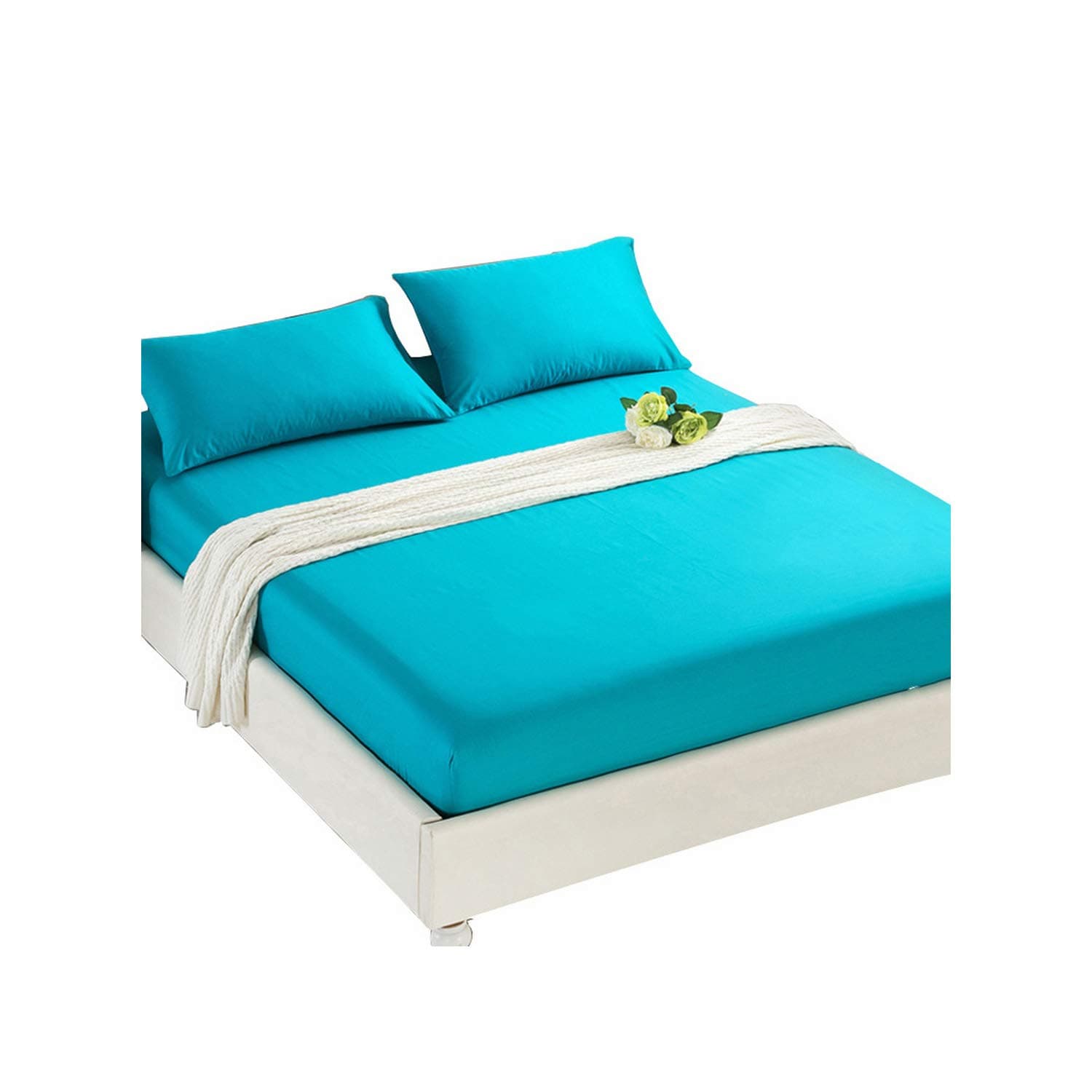 Fitted Sheet Mattress Cover Sanding Bedding Linens Bed Sheets with Elastic Band Double Queen Size 180X200CM,05,90cmX200cm