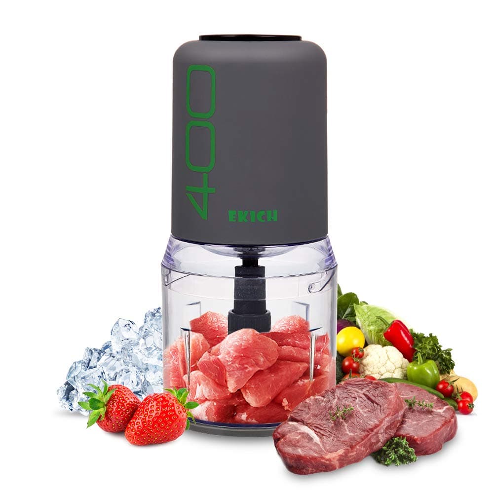 HaveGet Electric Mini Food Processor Blender 1 Pack 400 Watt and 4 Stainless Steel Blades Control Multifunctional Meat Chopper Grinder for Meat, Vegetables, Fruits and Nuts (2CUP GRY)