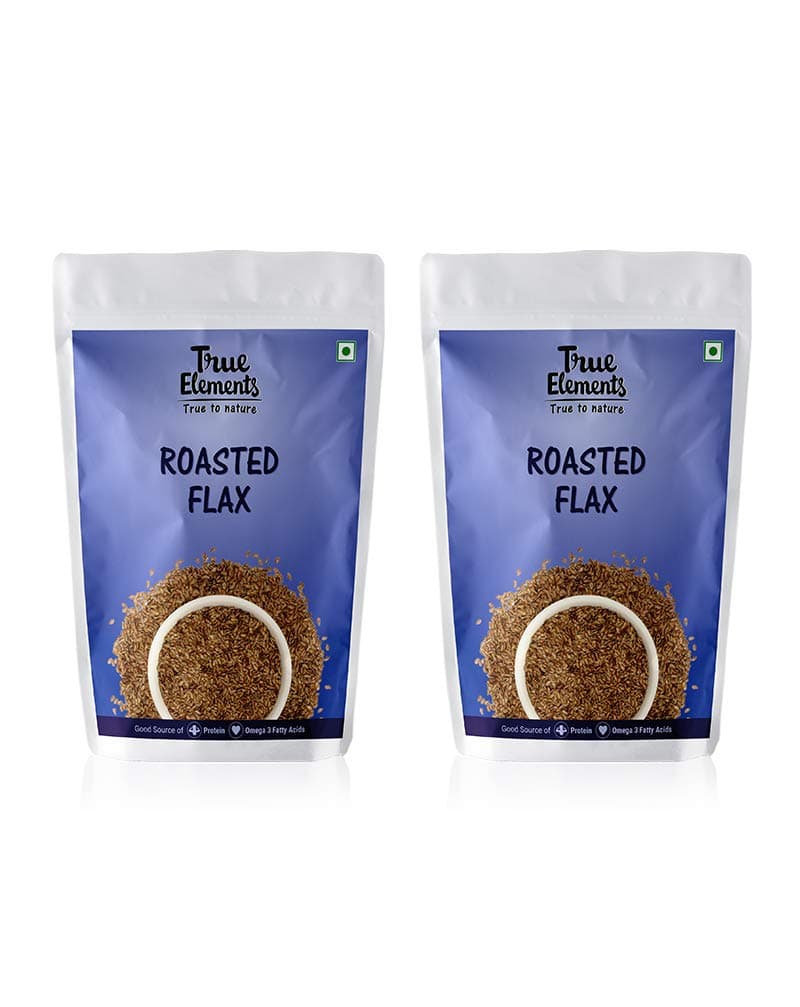 True Elements Roasted Flax Seeds, 125g, (Pack of 2)