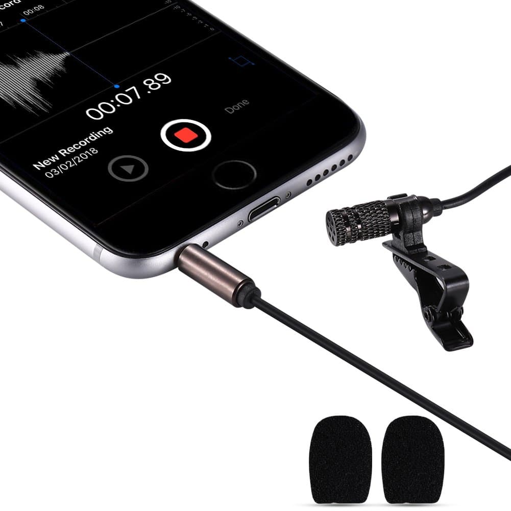 Convoice Pro Mobile Stereo Lavalier Omnidirectional Microphone,3.5mm TRS Connector and 6.5Ft Stronger Cord Condenser Lapel Mic for DSLR Camera,Camcorder,Voice Recorder,iPhone
