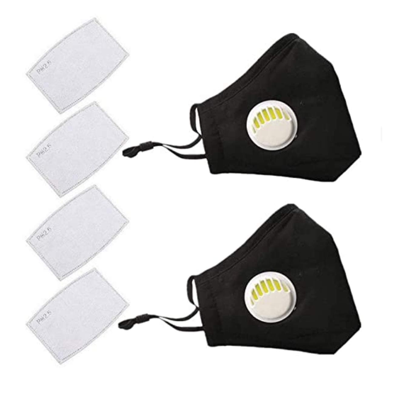 2Pack Cotton Dust Proof Face Cover with 4 Air Filters Cotton Sheet Washable Reusable Anti Dust Smoke Face Cover with Adjustable Straps