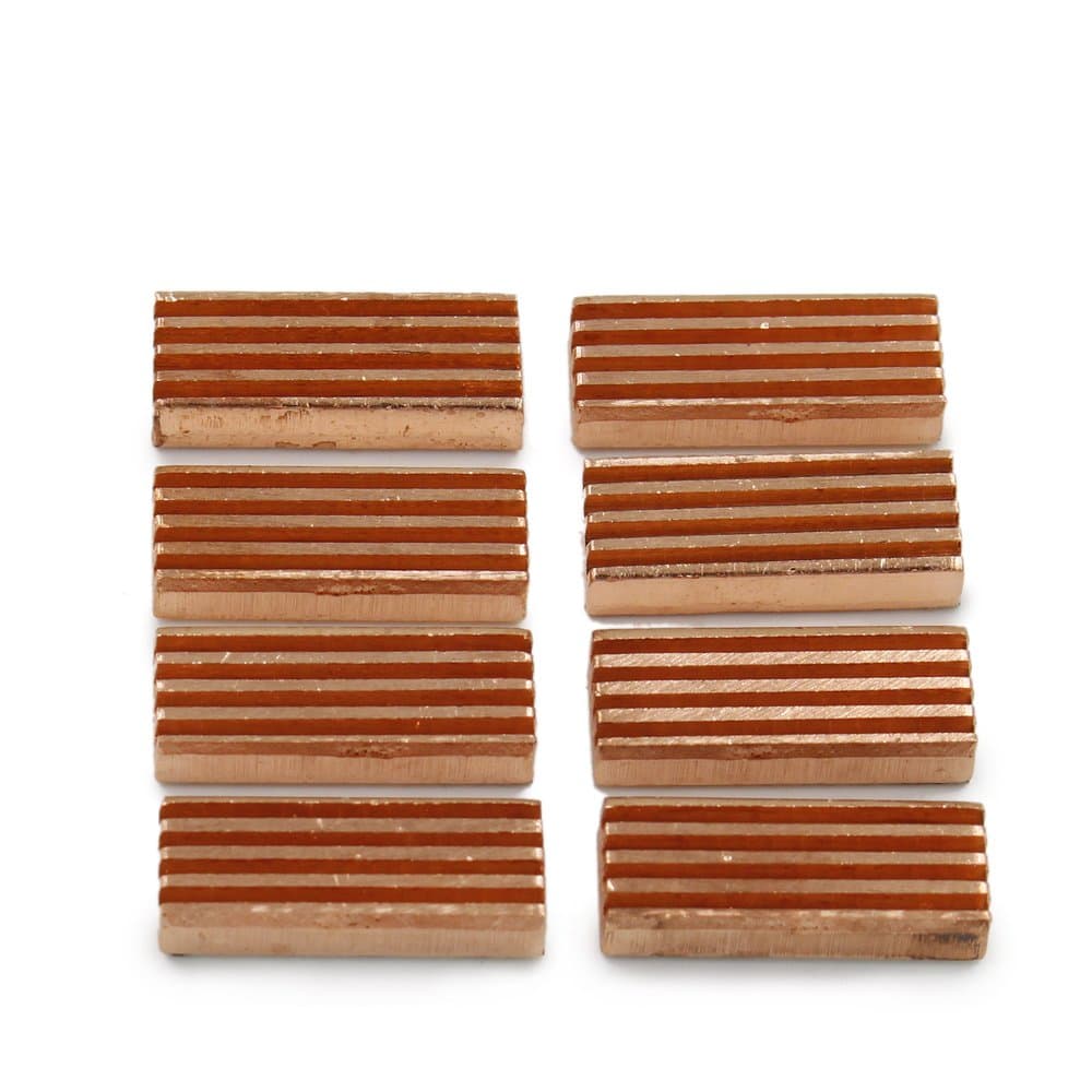 8-Pieces 22mm8mm Adhesive Back Copper Heatsink for PC Chipset DDR DDR3 RAM Memory