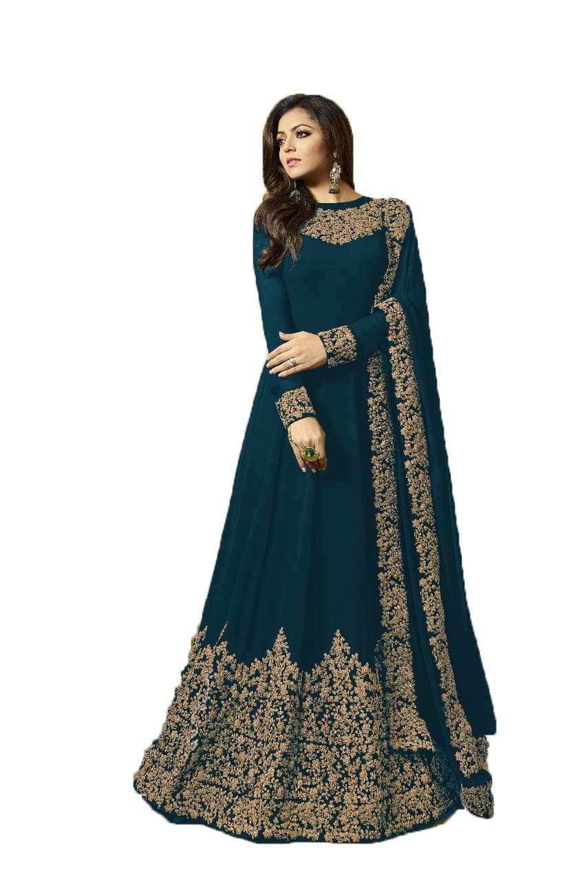 Women's Georgette with Cording Work Full Stitched Full Stitched Anarkali Style Suit and Dupatta