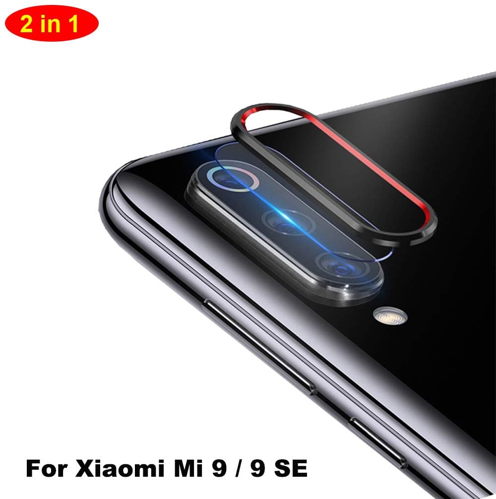 NOKOER Camera Lens Protector for Xiaomi Mi 9 SE, [2 in 1] Camera Lens Protector Ring + Camera Lens Tempered Glass Protector Film, 360 Degree Protection [Anti-Fall] [Wear Resistant] - Black