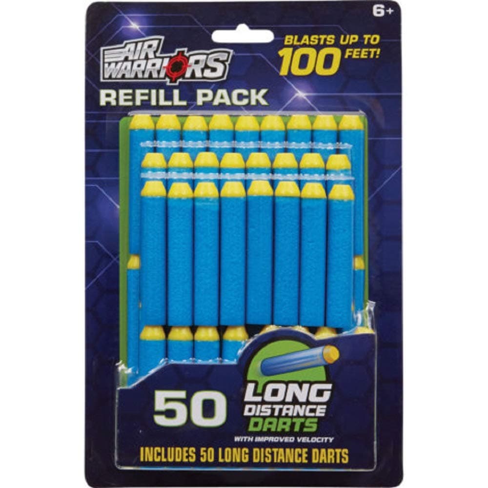 Air Warriors 50-Pack Long Distance Dart Refill, Improved Velocity, 6+