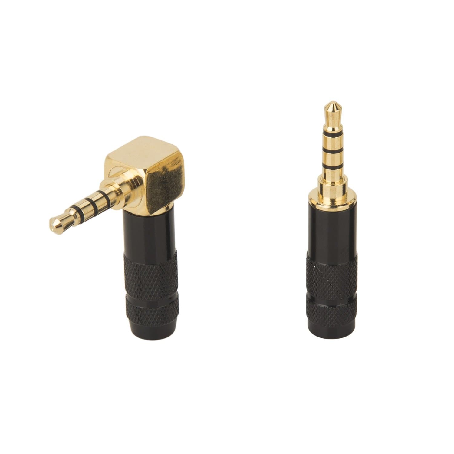 Timibis 2Pcs 4 Pole 3.5mm Barss Stereo Audio Plug Jack Connector Male Headphone Jack Soldering Spring Black