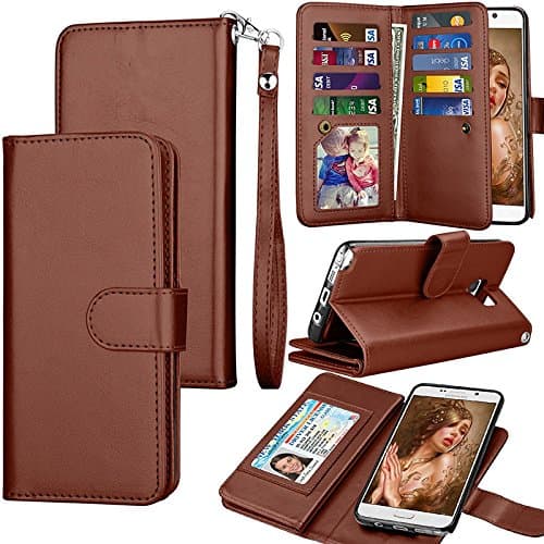 Galaxy S8 Plus Case,S8 Plus Wallet Case,Samsung Galaxy S8+ PU Leather Case,Spritech Luxury Cash Credit Card Slots Holder Carrying Folio Flip Cover [Detachable Magnetic Case] & Kickstand