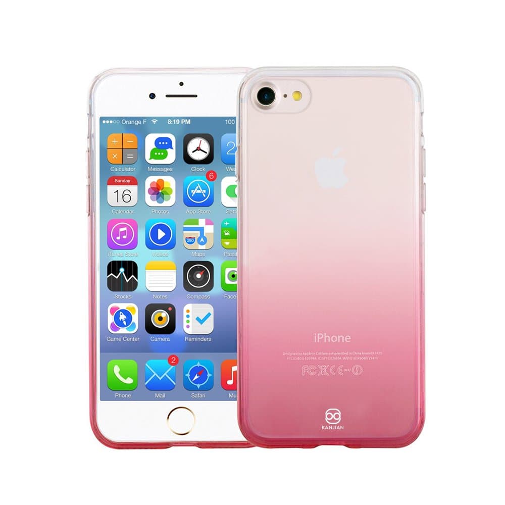 Phone case for iPhone 7, by KANJIAN, ombre Red, Screen Protecter, Seamless TPU case