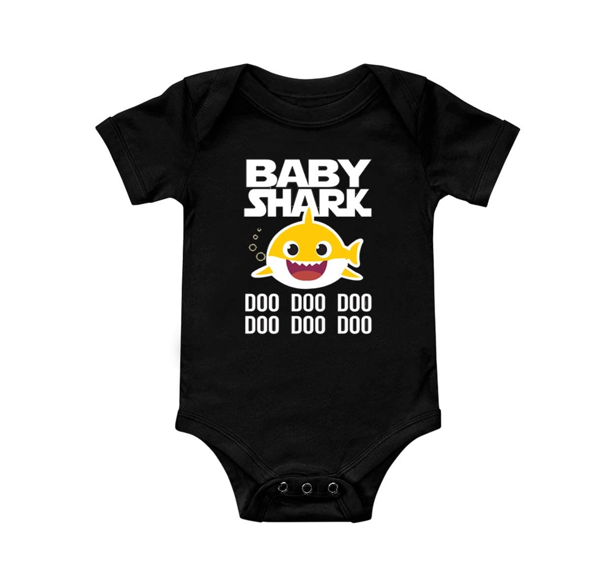 Infant Bodysuits (BLK-18M) Printed with Baby Shark doo doo doo(Yellow Fish) Design