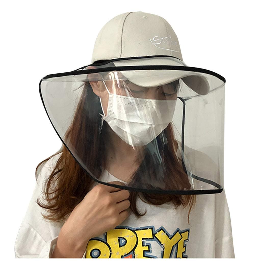 BBesty Removable Protective Safety Face Shield Full Cover Dustproof Waterproof Baseball Hat Splashing Proof Anti Pollution Clear Visor Outdoor Facial Cover