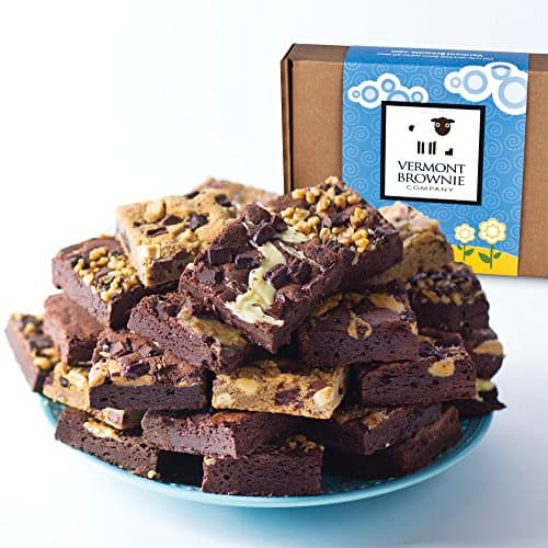 Gourmet Brownie Sampler - 12 Full Size Brownies - Blue Gift Box