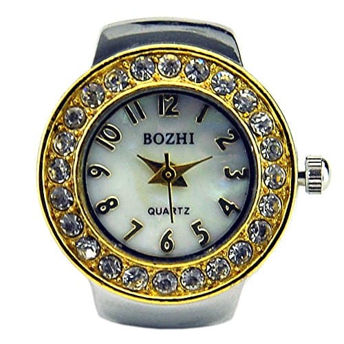 Womens Crystal Quartz Finger Ring Watch with Gift Box