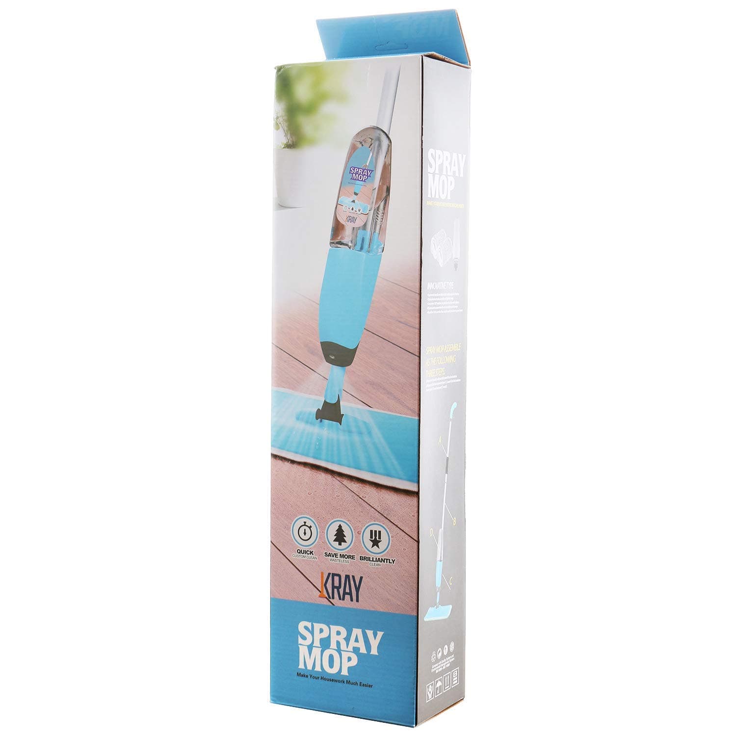 Vorfreude – Old Model - Floor Mop with Integrated Spray – Included Refillable 700Ml Capacity Bottle and Reusable Microfibre Pad