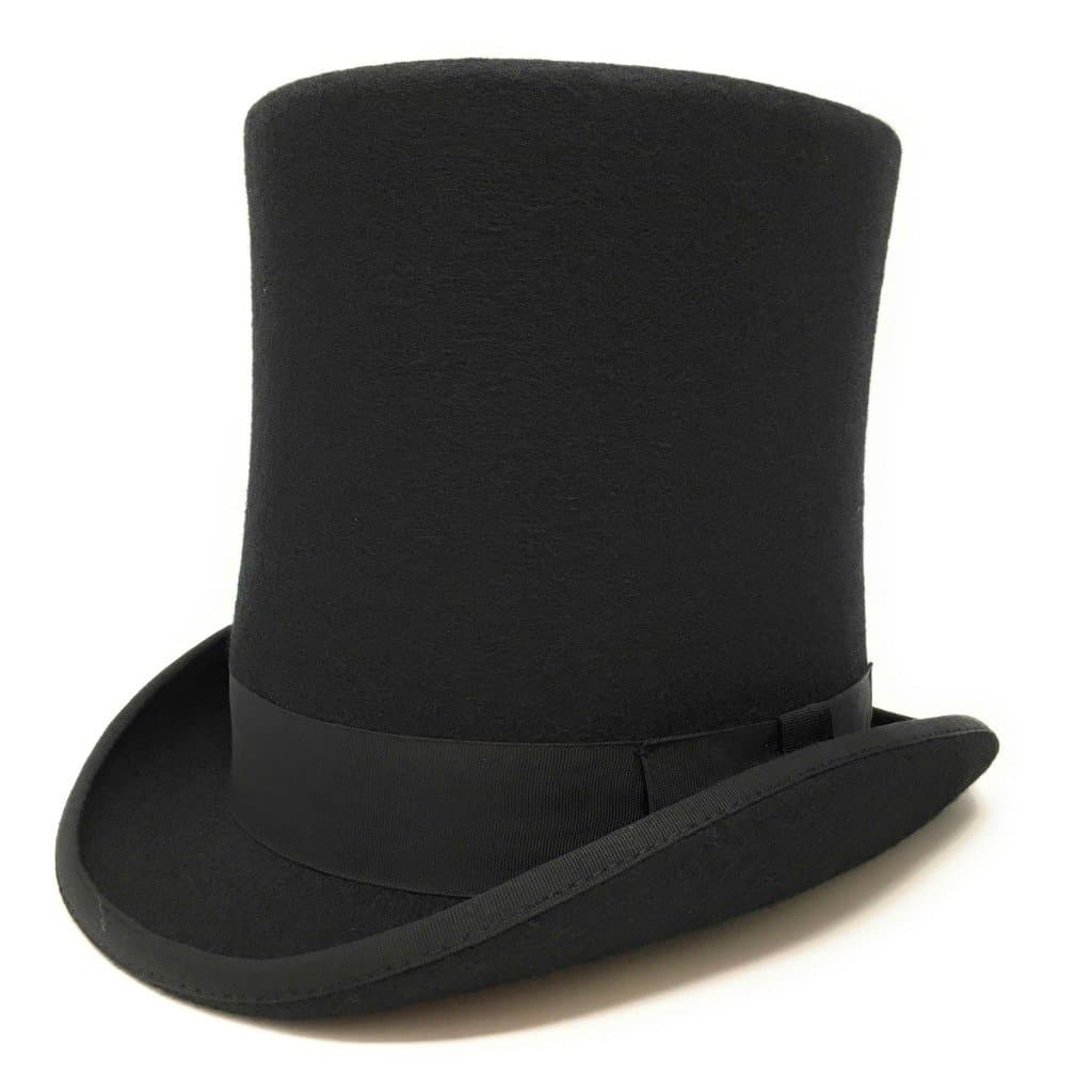 8" Tall Victorian Style Black Wool Top Hat - Stovepipe Hat S/M/L/XL/XXL 57,59,61,63