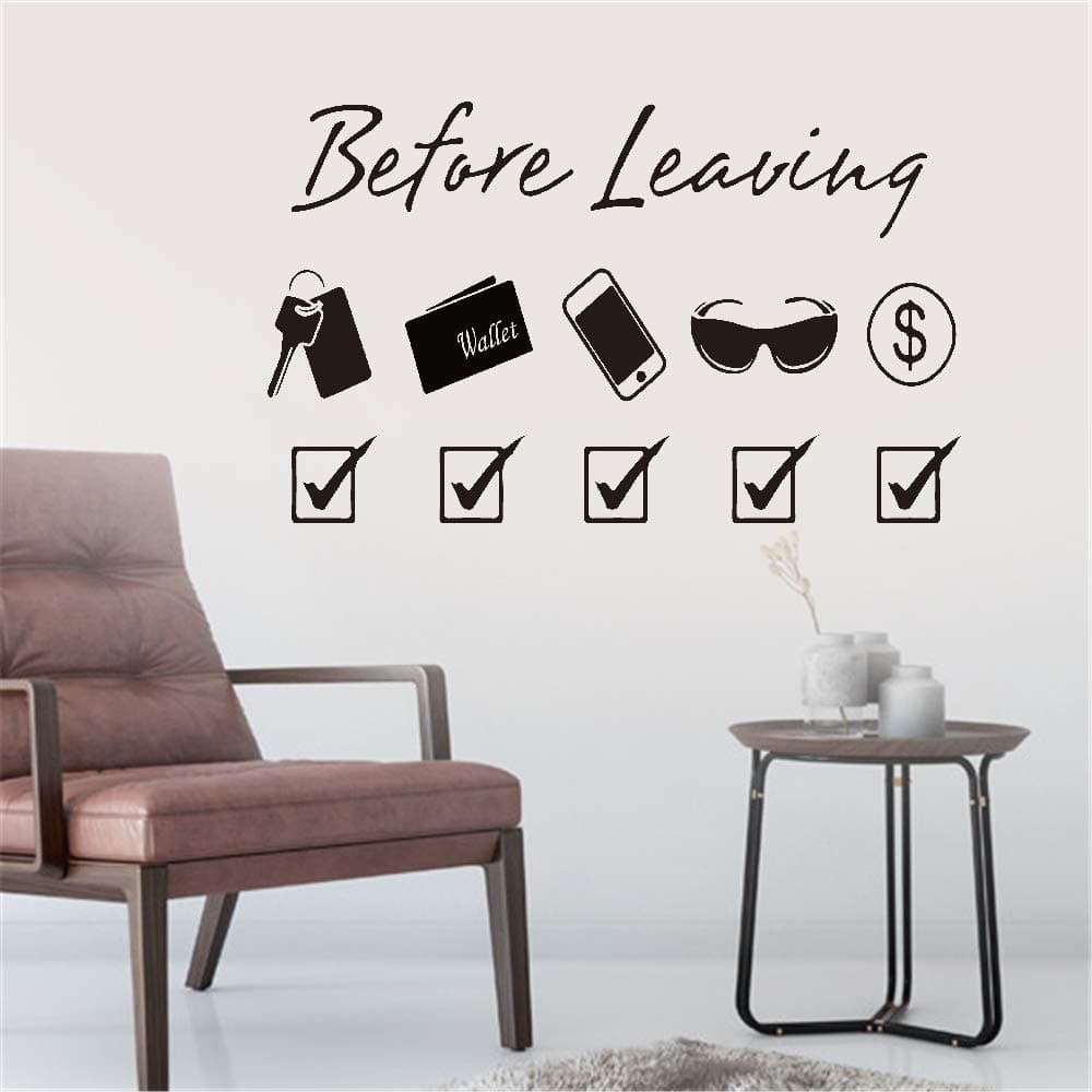 Gisuily Wall Decal Removable Quote Decor Design Decal Before Leaving Key Phone Sunglasses Money Wallet for Bedroom Girls Bedroom